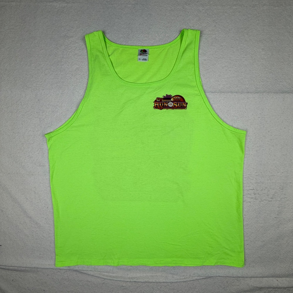 Fruit of the Loom Run to the Sun 2021 Car Show Tank Top Neon Green 2XL Mens